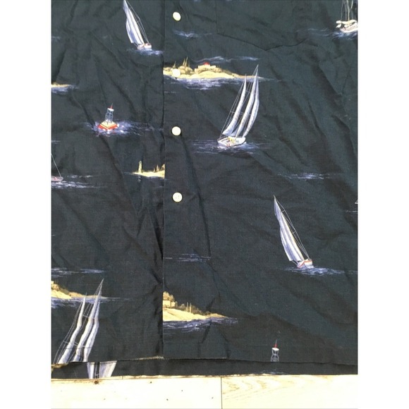Nautica Men's XXL Navy Sailboat Print Camp Shirt Button Up Short Sleeve - Picture 4 of 10